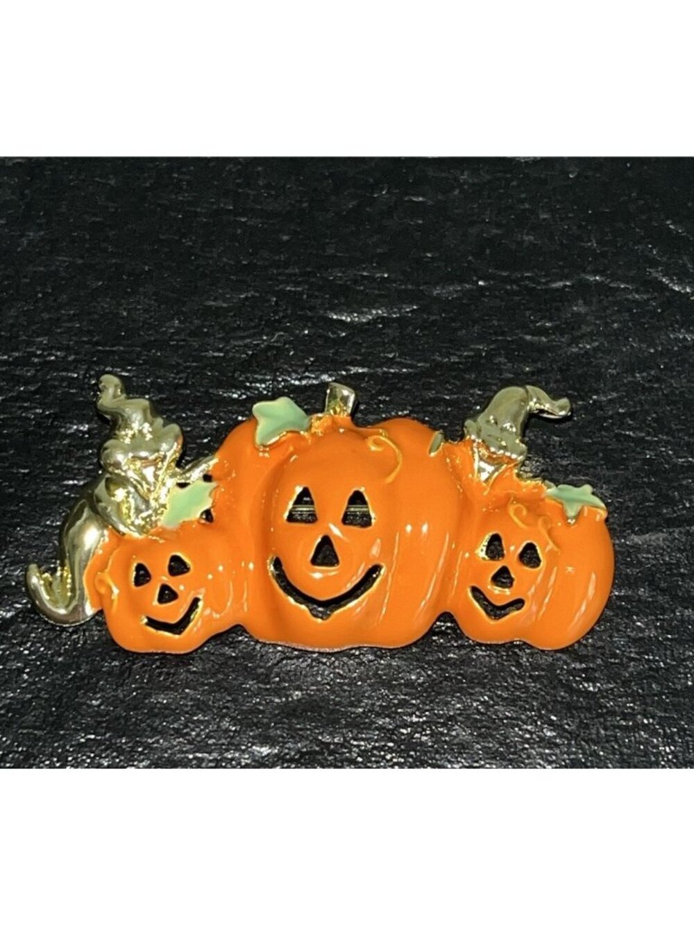 Halloween Pumpkin Brooch Happy 3 Jack O Lantern Pin Fun Gift